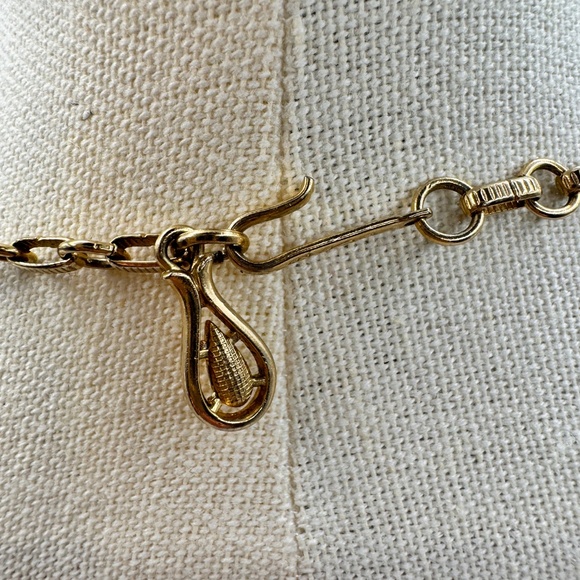 Coro Gold Tone Ribbon Link Choker Necklace w/ Aurora Borealis Rhinestones, 16.5” - Picture 5 of 10